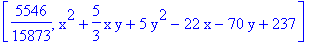 [5546/15873, x^2+5/3*x*y+5*y^2-22*x-70*y+237]